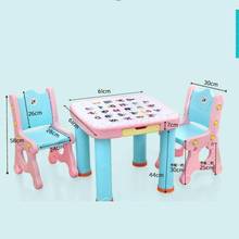 Juego de escritorio y silla para bebé, combinación de mesa cuadrada pequeña de plástico para el hogar, con dibujos animados para niños pequeños 2024 - compra barato