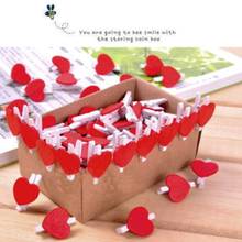 20 PCS Cute Kawaii Love Hearts Wooden Paper Clips Photo Paper Peg Pin Clothespin Craft Postcard Clips Home wedding Decoration 2024 - buy cheap