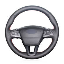 Capa de volante de carro com costura manual, preto, pu, couro falso, capa de volante para ford focus 2003-2007 kuga 2005-2013 partes (grand c-max) 2015 2024 - compre barato