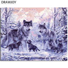 Drawjoy emoldurado pintura diy por números wolvesl digital pintura a óleo na lona decoração para casa arte da parede gx8366 40*50cm 2024 - compre barato
