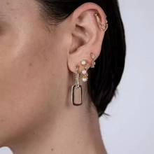 Pendientes de Micro pavé de la suerte para mujer, aretes de Clip de cristal con perlas de Circonia cúbica, joyería geométrica de boda clásica Bohemia, 2021 2024 - compra barato