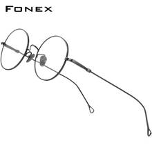 FONEX puro titânio óculos quadro masculino vintage retro redondo miopia prescrição óptica óculos mulher tailândia eyewear 870 2024 - compre barato