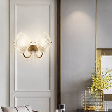 Jmzm cobre moderna lâmpada de parede sala estar quarto lâmpada alta transmissão luz vidro abajur corredor lâmpada decorativa 2024 - compre barato