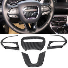 Car Accessories for Dodge Charger / Challenger 2015-2020 Carbon Fiber Interior Steering Wheel Decoration Cover Trim 4pcs 2024 - buy cheap