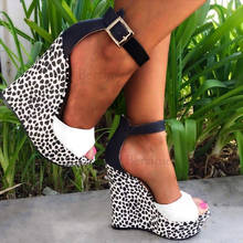 BERZIMER Platform Wedges Women Sandals Heels Ankle Strap Pumps Party Sandalias Patchwork 2020 Shoes Woman Large Size 39 45 47 52 2024 - buy cheap