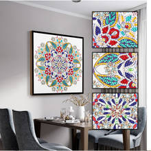 Pintura de diamante 5D con forma especial, mosaico de flores con diamantes de imitación, imagen bordada de Mandala, decoración del hogar para sala de estar, 30x30cm 2024 - compra barato