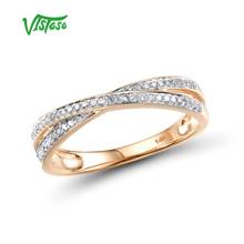 VISTOSO Genuine 14K 585 Rose Gold Sparkling Diamond Delicate Ring For Women Anniversary Engagement Fashion Trendy Fine Jewelry 2024 - buy cheap