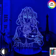 Acrílico led night light lâmpada anime violeta evergarden para quarto decorativo nightlight presente de aniversário 3d mesa luz manga 2024 - compre barato