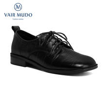 VAIR MUDO Women Pumps Shoes Classics Style Lace Up Black Round Toe Cross-Tied Genuine Leather Hoof Heels Black Brown D126L 2024 - buy cheap