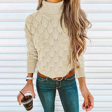 Turtleneck Fish Scale Knitted Long Sleeve Sweater Women Thick Casual Autumn Winter Pullovers High Neck Slim Jumper Tops 2024 - buy cheap