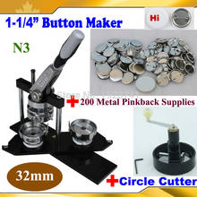 Pro N3 Worldwide Class 1-1/4" 32mm Badge Button Maker Machine +Metal Circle Cutter+200 Sets Metal Pinback Supply 2024 - buy cheap