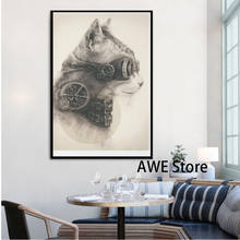 Steampunk cat canvas prints Canvas Painting Prints Modern Artwork Wall Art Poster Decoration for Home Office Hotel Apartment 2024 - buy cheap