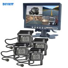 Diykit 7 "4 split quad monitor de visão traseira do carro + 4 x ccd ir visão noturna câmera visão traseira à prova dwaterproof água para caminhão ônibus 2024 - compre barato