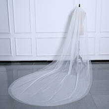 3Meters Simple Long Bridal Veil White/Ivory Wedding Veil With Comb Cut Edge Cathedral Wedding Veil Two Tiers   Width 1.5Meter 2024 - compre barato