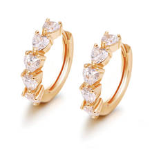 MxGxFam New Gold color 18 k Heart Zircon Hoop Earrings for Women with AAA+ CZ 2024 - купить недорого