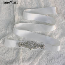 JaneVini Luxo Cristal Satin Belt Nupcial Rhinestone Sash Fita Handmade Acessórios Cintos de Contas para o Vestido de Festa de Casamento Branco 2024 - compre barato