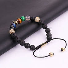High Quality Men Jewelry Bracelet Mix Natural Stone Tiger Eye Lava Rock Beads Adjustable Bracelet Men Women 2024 - buy cheap