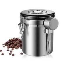 Contenedor de Café hermético de acero inoxidable, juego de contenedores de almacenamiento, tarro de café con cuchara para granos de café y té, 1.5L 2024 - compra barato