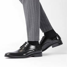 Sapatos formais masculinos de couro genuíno marrom preto vestido escritório oxford sapatos para homens estilo britânico negócios sapatos de couro masculino clássico 2024 - compre barato