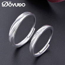 DOYUBO романтическое 925 пробы Серебряное кольцо с кубическим цирконием для влюбленных, регулируемое Настоящее серебряное парное кольцо, модное ювелирное изделие VB404 2024 - купить недорого