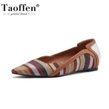 Taoffen-zapatos planos de piel auténtica para mujer, mocasines con punta cuadrada, de colores variados, talla 33-40 2024 - compra barato