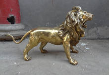Elegante antiguo S2432 23 "chino latón animales fercious FengShui pie Fu perro León estatua escultura (un 0319 de descuento 35%) 2024 - compra barato