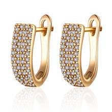 Women Luxury U-shape Cubic Zirconia Stud Earrings Gold Silver Color Gem CZ Ear Studs Korean Fashion Jewelry Simple Girls Gifts 2024 - buy cheap