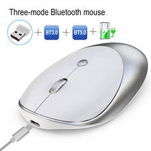Chuyi mouse sem fio recarregável 2.4g + bluetooth 5.0/3.0, três modos de 1600 dpi, ultra fino e silencioso, computador óptico, pc 2024 - compre barato