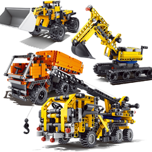 Engineering Machine Wheel Crane Dump Truck Crawler Excavator Technical Construction Vehicle Building Block Toys creative 2024 - buy cheap