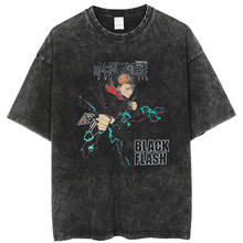 Anime Jujutsu Kaisen Graphic T Shirt Men Harajuku Hip Hop Vintage Washed Tshirts for Men Oversize 100% Cotton Streetwear T-shirt 2024 - compre barato