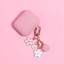 Милый корейский силиконовый чехол с подвеской в виде розового цветка для Apple Airpods 1, 2, аксессуары, чехол для наушников с Bluetooth, кольцо для ключей 2024 - купить недорого