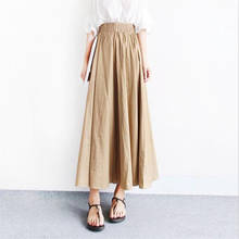 Vintage Autunm Maxi Skirt Casual Cotton linen Spring Long Skirt Women  black white purple red party skirts    2024 - buy cheap
