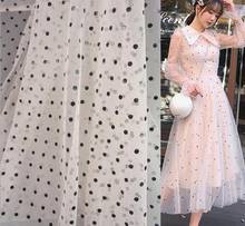 Black Polka Dot Fabric, Wedding Brozing Dotted Tulle Lace Fabric, Backdrop Bridal Fabric 57" Wide 1 Yard 2024 - buy cheap