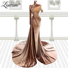 Elegante vestido de noche de sirena de un hombro, manga larga, cristales de cuentas, talla grande, Formal, personalizado, 2021 2024 - compra barato