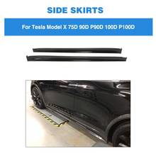 Carbon Fiber Side Skirts Extension Lips Aprons for Tesla Model X Sedan 4 Door P90D 90D P100D 75D 2016 2017 201 2024 - buy cheap