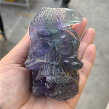 Натуральный кристалл флюорит череп, вырезанный вручную ящерица Исцеление домашний декор камень ремесло 1 шт 2024 - купить недорого