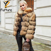2021 moda feminina casaco de pele de guaxinim gola de pele de inverno casaco de pele de guaxinim quente de alta qualidade genuína pele de cachorro guaxinim 2024 - compre barato