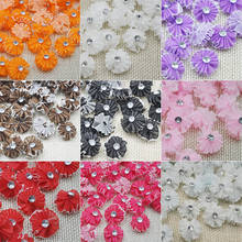 20 pcs Organza Ribbon Flowers With Arcylic Stone Wedding Appliques Crafts A145 2024 - buy cheap