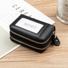 RFID Blocking Fashion Women Card Holder Genuine Leather Double Zipper Large Capacity Female Wallet Purse 2024 - buy cheap