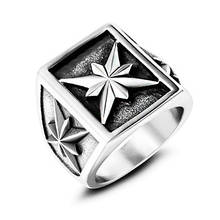 Vintage Polaris Star Signet Ring Men Geometry Stainless Steel Biker Ring Male Heavy Metal Cross Finger Ring Drop Shipping 2024 - buy cheap