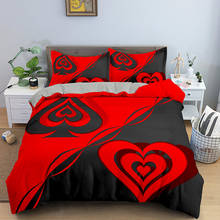 Red and Black Bedding Set Heart Pattern Duvet Cover Sets Queen King Size for Kids Bedding Comforter Cover for Kids Home Textile 2024 - buy cheap