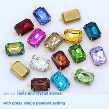 6-18MM Sewing Rectangular octagon Rhinestones With grass single pendant setting Crystal Stone Pendant for Jewelry Accessories 2024 - buy cheap