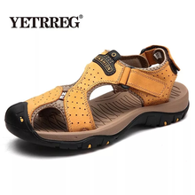 Brand Genuine Leather Men's Shoes Summer Men's Sandals Men Sandals Fashion Outdoor Beach Sandals And Slippers Big Size 38-47 2024 - buy cheap