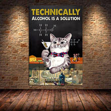 Tecnicamente álcool é uma solução gato poster arte da parede pintura em tela quadros decoração para casa cuadros para sala de estar sem moldura 2024 - compre barato
