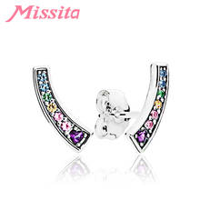 MISSITA New Fashion Zircon Heart Rainbow Earrings For Women Silver Color Jewelry Brand Girlfriend Party Gift Hot Sale 2024 - compre barato