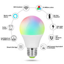 Bombilla LED inteligente con WiFi para el hogar, lámpara cambiante de neón, E27, Siri, Control por voz, Alexa, asistente de Google, 100W equivalente 2024 - compra barato