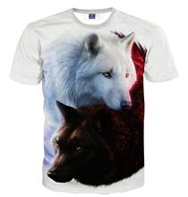 Черно-белая крутая футболка с 3D-принтом волка для мужчин и женщин, модная 3D футболка в стиле хип-хоп, летняя футболка с коротким рукавом и принтом животных 2024 - купить недорого
