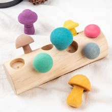 Brinquedo educacional para crianças, blocos de arco-íris de madeira, jogo montessori, forma de cogumelo, montagem 2024 - compre barato