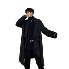 Novo casaco longo solto masculino de outono e primavera, casaco corta-vento fino casual gótico, cor sólida, 2021 2024 - compre barato
