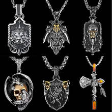 Never Fade Men Stainless Steel Lion Head Norse Viking Amulet Thor Hammer Pendant Necklace Viking King Chain Necklaces for Women 2024 - buy cheap